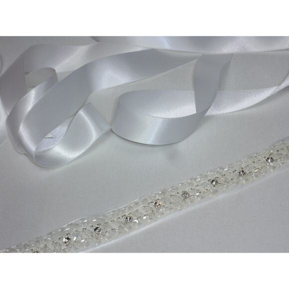 rhinestone beaded skinny belt bridal dress belt crystal rhinestone sash belt - Picture 3 of 5